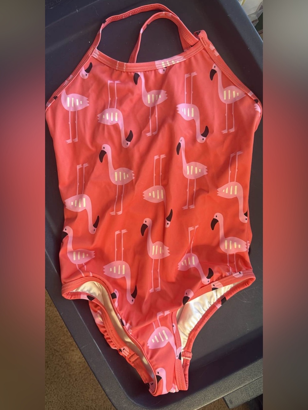 Girls' Flamingo One-Piece Swimsuit - Coral Pink